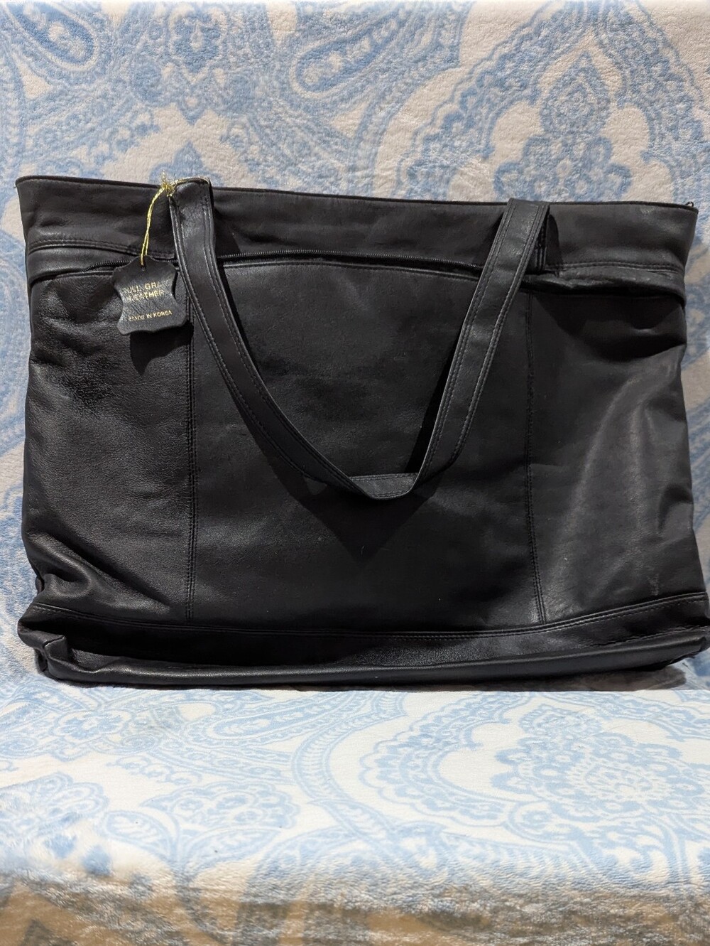 Black Leather Tote Bag - Classic Everyday Carry